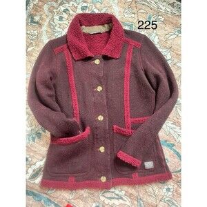 Toad And Co Burgundy Women’s Small Wool Blend Sherpa Telluride Sweater Jacket